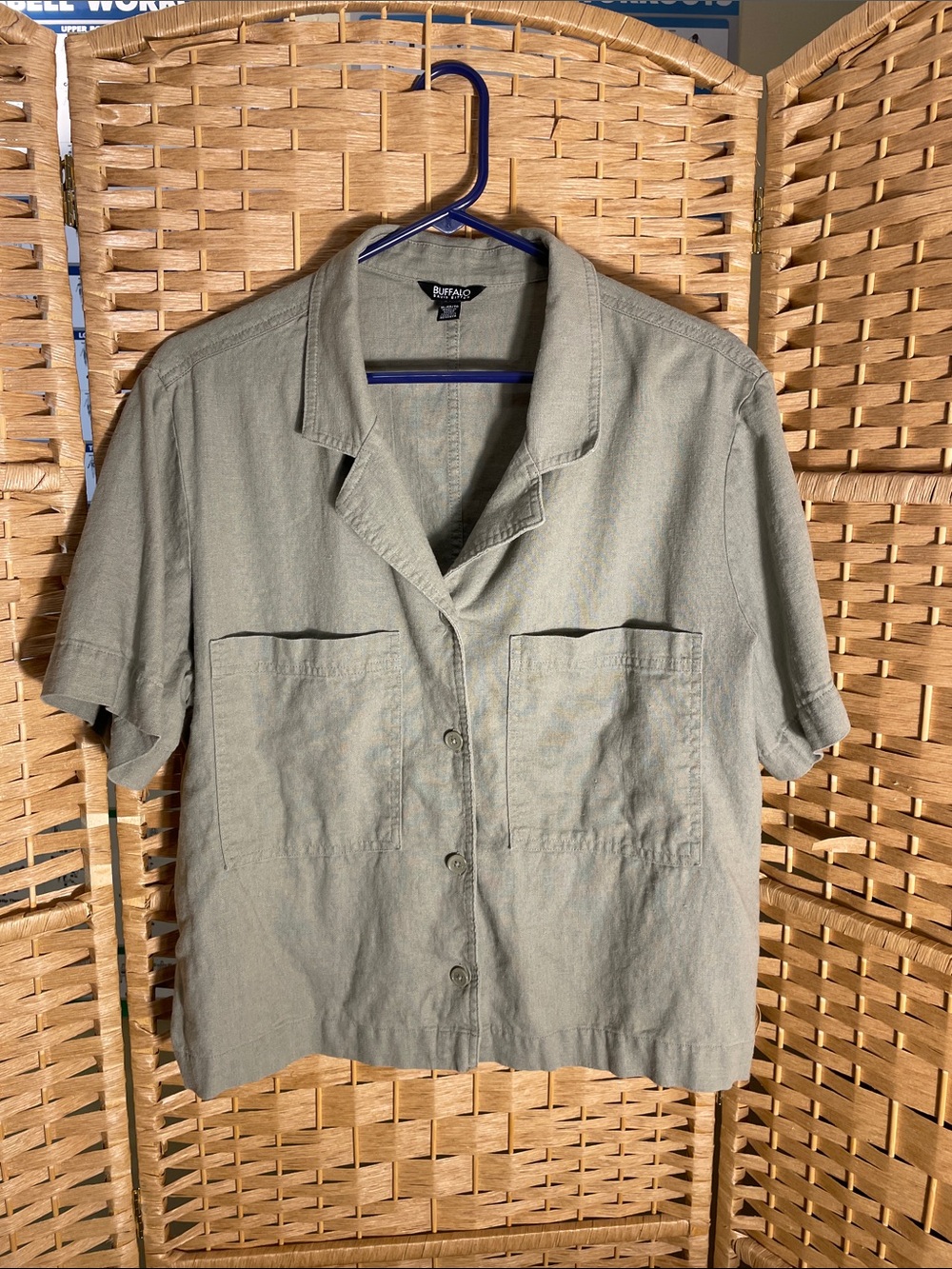 Buffalo David Bitton Short-Sleeve Button Shirt Jacket in Olive Green - Size XL